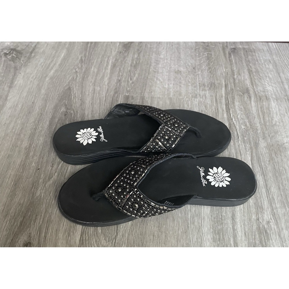 Yellow Box Women's Flip Flops Sandy Black Size 6 - Picture 4 of 5